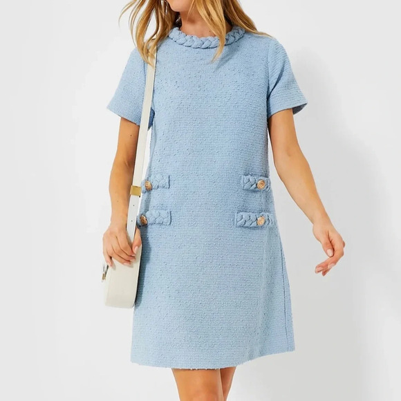 Tuckernuck Tweed Jackie Dress-Powder Blue-Women’s XXL-Short Sleeve-Classic-NEW - Picture 2 of 16